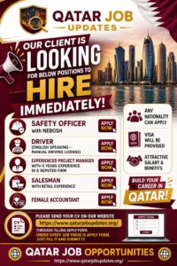🔥 TOP COMPANY IN QATAR IS HIRING EXPERIENCED PROFESSIONALS IMMEDIATELY!